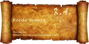 Korda Arnold névjegykártya